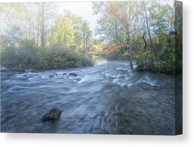 River Canvas Print featuring the photograph Autumn Morning On The River by Betty Liu