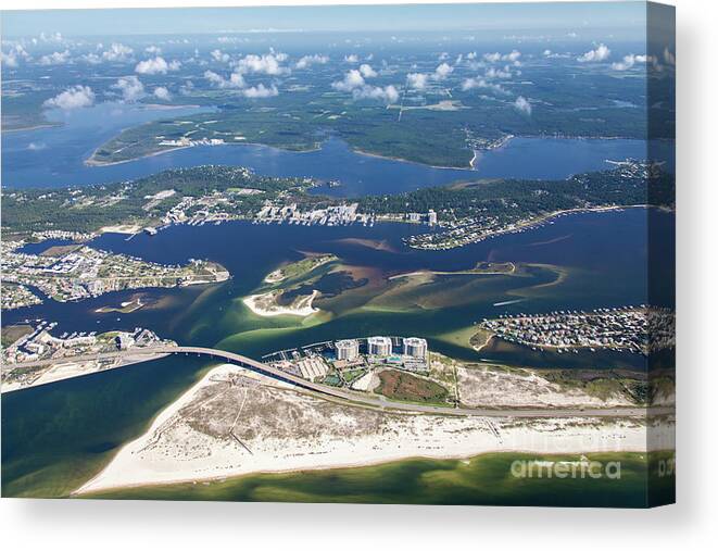 Gulf Shores Canvas Print featuring the photograph Backwaters 5122-A by Gulf Coast Aerials -