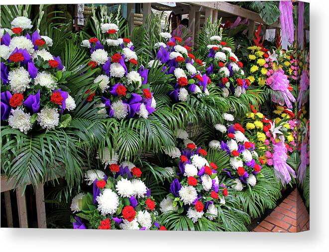 Flowers Canvas Print featuring the photograph Bangkok, Thailand - Flower Market by Richard Krebs