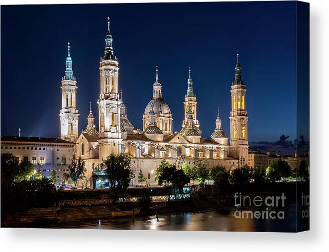 Pilar Canvas Print featuring the photograph Basilica del Pilar - Zaragoza Cathedral - Spain by Hernan Bua