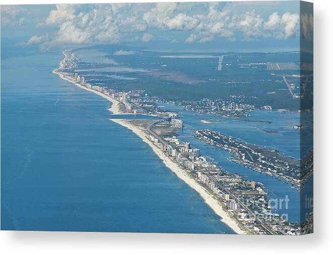 Gulf Shores Canvas Print featuring the photograph BeachMiles-5137-tm by Gulf Coast Aerials -
