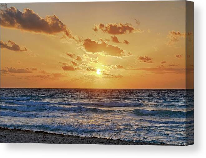 Cancun Canvas Print featuring the photograph Beautiful Cancun Sunrise Cancun Mexico by Toby McGuire