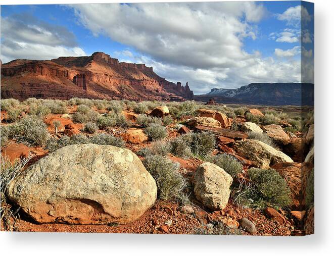 Colorado River Canvas Print featuring the photograph Beautiful Scene in Castle Valley Utah by Ray Mathis
