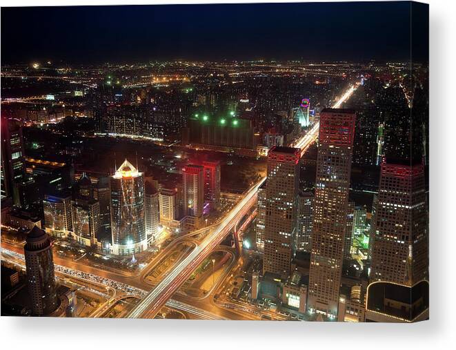 Downtown District Canvas Print featuring the photograph Beijing Central Business District by Fototrav