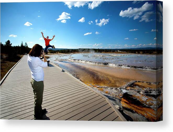 Scenics Canvas Print featuring the photograph Being Playful At Yellowstone National by Birdofprey