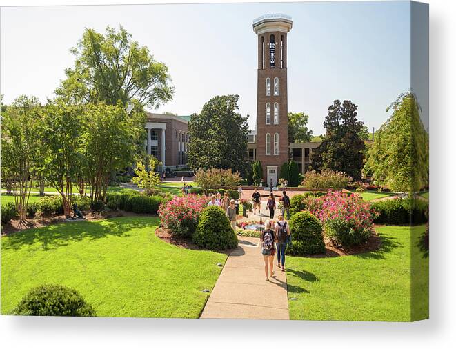 Belmont Bell Tower Canvas Print featuring the photograph Belmont Bell Tower on the campus of Belmont University Nashvill by David L Moore