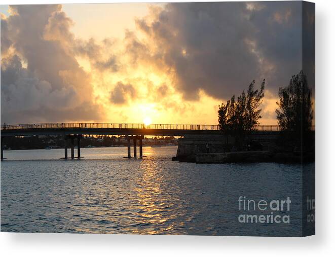 Bermuda Sunset Over Bridge Canvas Print featuring the photograph Bermuda Sunset over Bridge by Barbra Telfer
