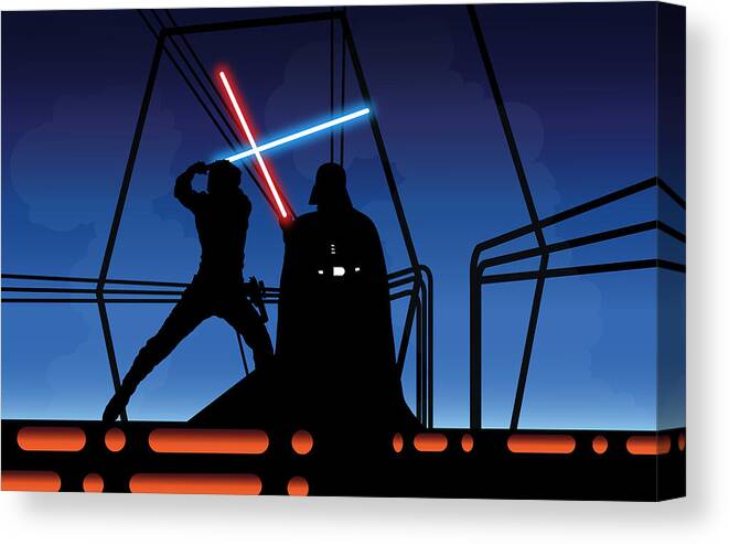 Darth Vader Canvas Print featuring the digital art Bespin Duel by Nathan Shegrud