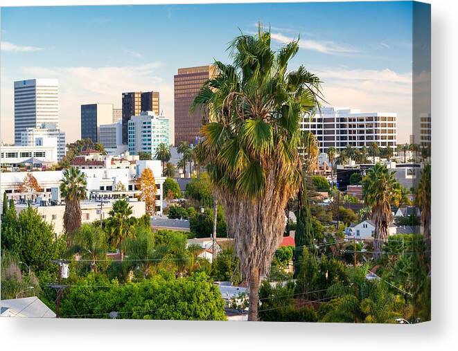 Landscape Canvas Print featuring the photograph Beverly Hills, California, Usa Rooftop by Sean Pavone