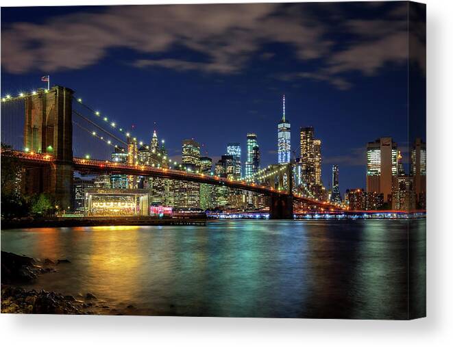 Manhattan Canvas Print featuring the photograph Big Apple Wednesday Night by Harriet Feagin