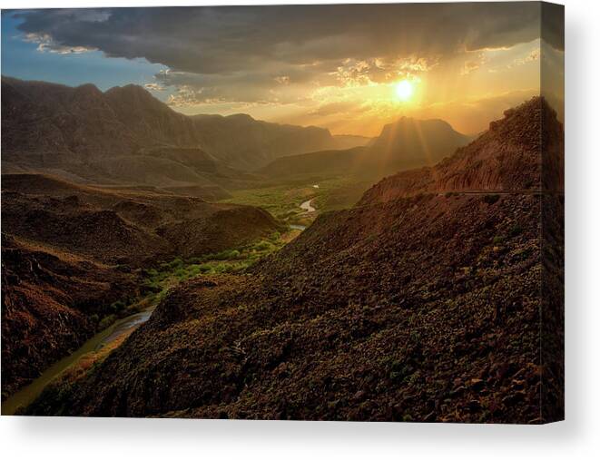 Harriet Feagin Canvas Print featuring the photograph Big Hill Sunset At Big Bend by Harriet Feagin