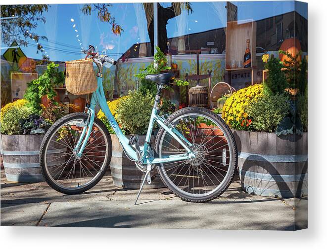 Estock Canvas Print featuring the digital art Bike, Greenport, Long Island, Ny by Lumiere