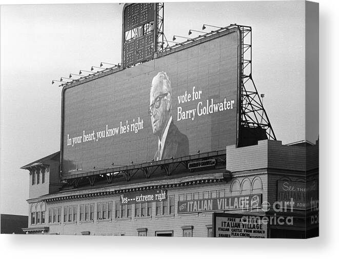 Candidate Canvas Print featuring the photograph Billboard Of Barry Goldwater by Bettmann