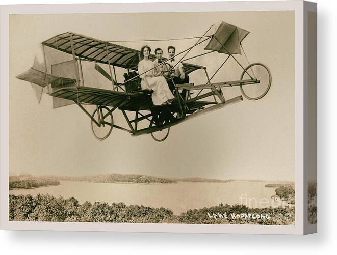 Amusement Canvas Print featuring the photograph Biplane Almost Over Lake Hopatcong by Mark Miller
