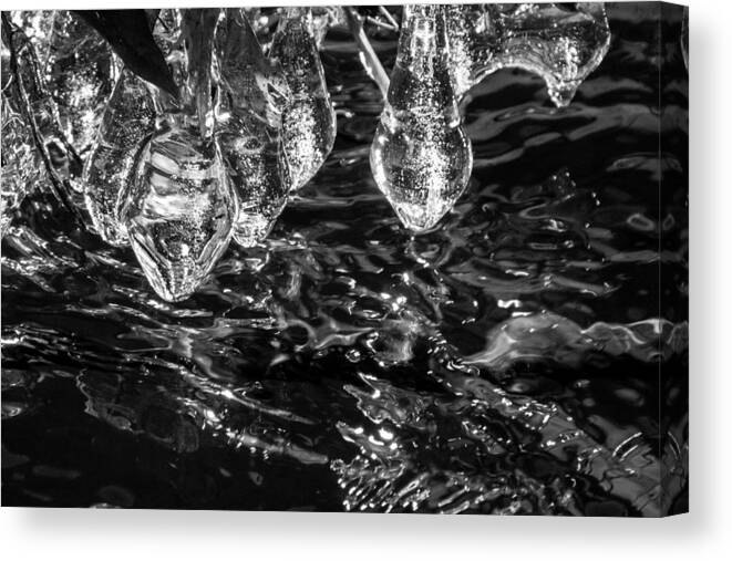 Abstract Canvas Print featuring the photograph Ice Chandelier on the Blackstone by Linda Bonaccorsi