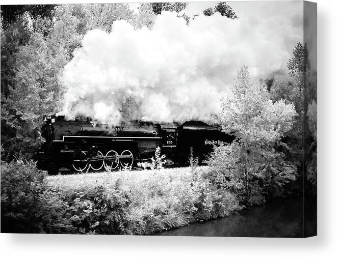 765 Canvas Print featuring the photograph Black and White Train by Michelle Wittensoldner