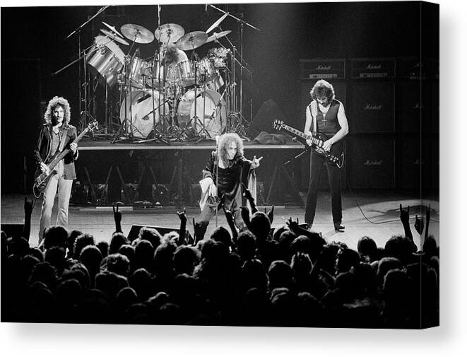 1980-1989 Canvas Print featuring the photograph Black Sabbath Live In Southampton by Fin Costello