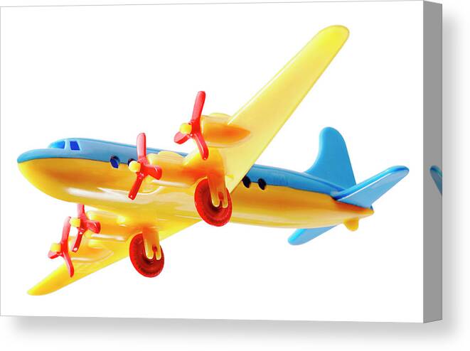 Air Travel Canvas Print featuring the drawing Blue and Yellow Propeller Plane by CSA Images