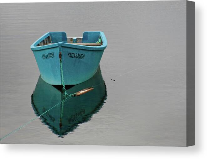 Solitude Canvas Print featuring the photograph Blue boat floating by Tatiana Travelways