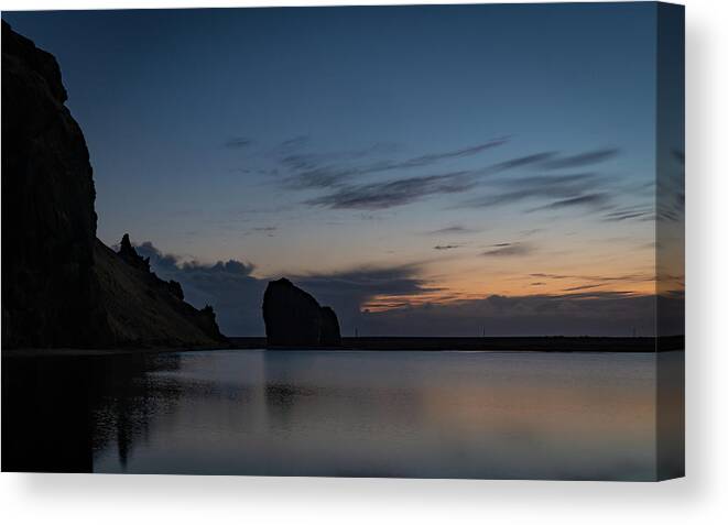 Iceland Canvas Print featuring the photograph Blue Hour and Rocks by Framing Places