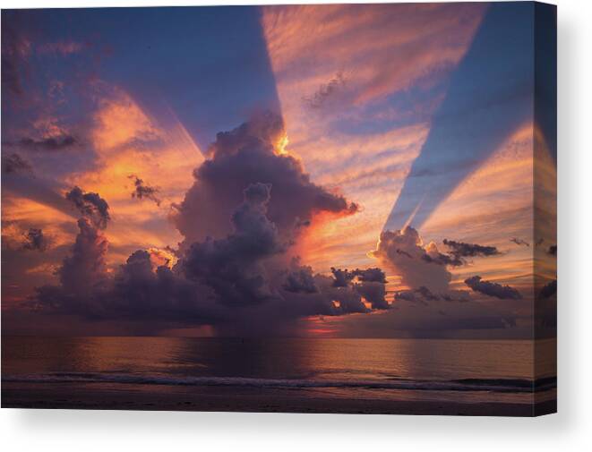 Beach Canvas Print featuring the photograph Blue Orange Sunset by Joe Leone