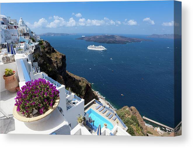 Scenics Canvas Print featuring the photograph Blue Santorini by Richmatts
