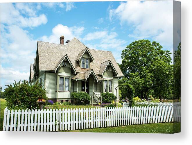 Blue Sky And Picket Fence Canvas Print featuring the photograph Blue Sky and Picket Fence by Tom Cochran