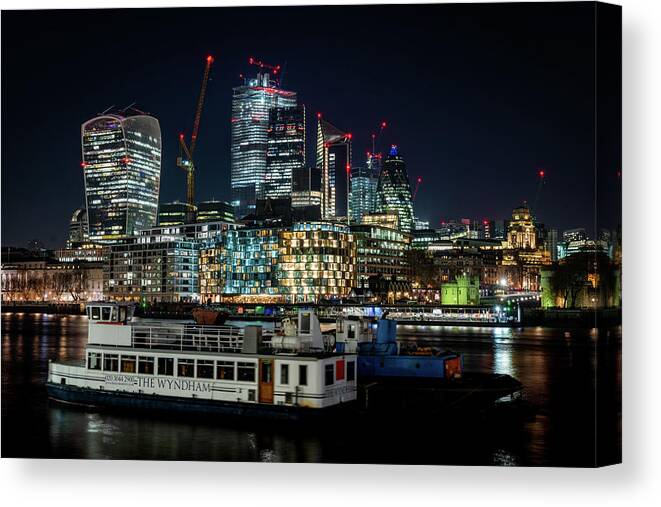 London Canvas Print featuring the photograph Boats in the City by Framing Places