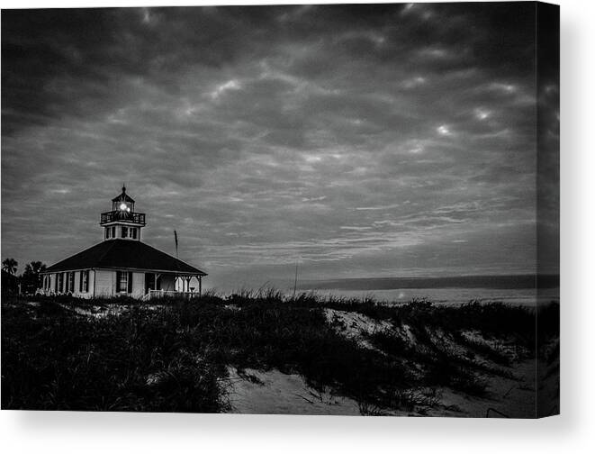 Beach Canvas Print featuring the photograph Boca Grande Lighthouse Black and White by Joe Leone