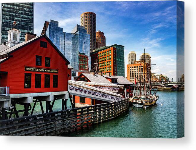 Boston Canvas Print featuring the photograph Boston harbor 4876 by Carlos Diaz