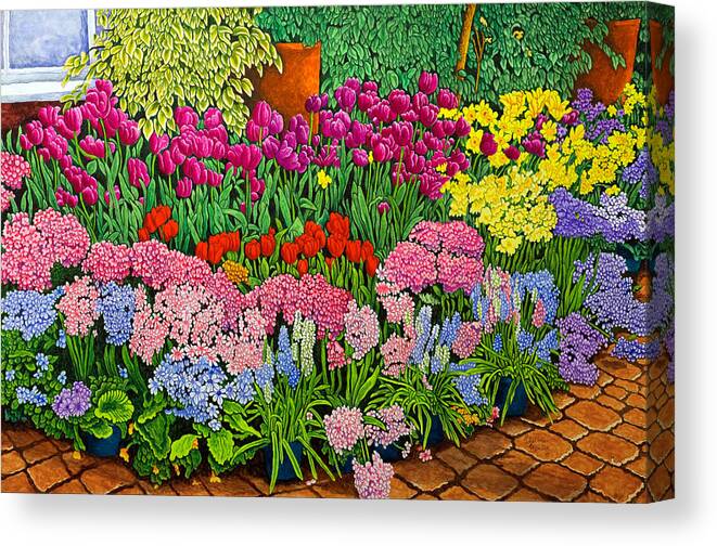Pink Canvas Print featuring the painting Botanical Gardens Flower Show IIi by Thelma Winter