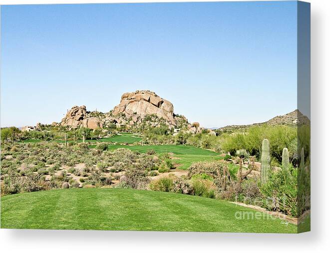 Golf Canvas Print featuring the photograph Boulders Golf by Scott Pellegrin