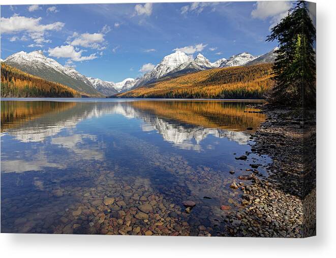 Bowman Lake Canvas Print featuring the photograph Bowman Lake Autumn Afternoon by Jack Bell