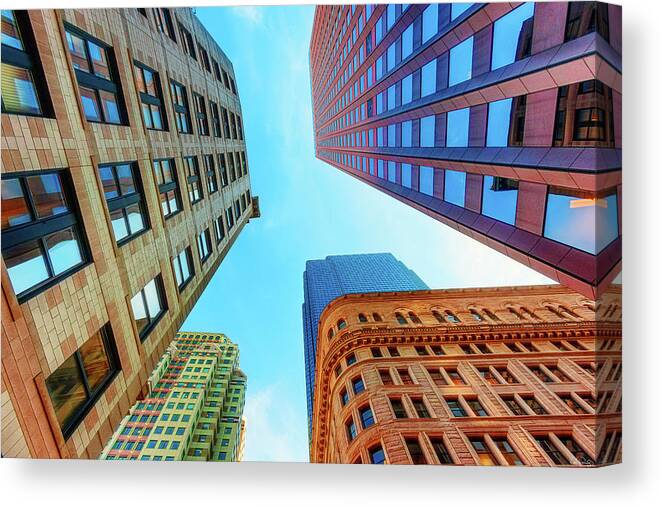 Skyscrapers Canvas Print featuring the photograph Brick and Mortar Skyward by Dee Browning