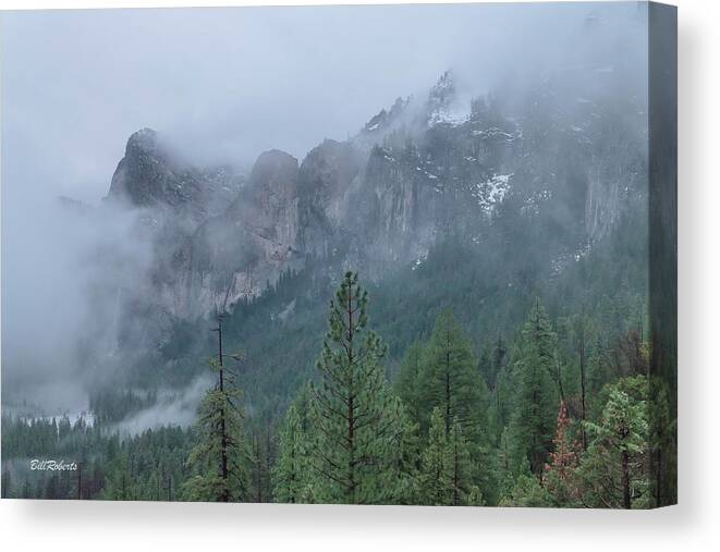 Bridalveil Falls Canvas Print featuring the photograph Bridal Veil Falls In Clouds by Bill Roberts