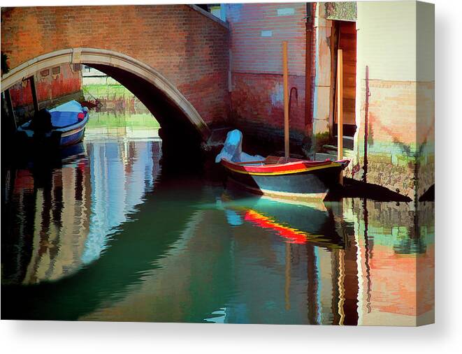 Italy Canvas Print featuring the photograph Bridge Reflections by Claude LeTien