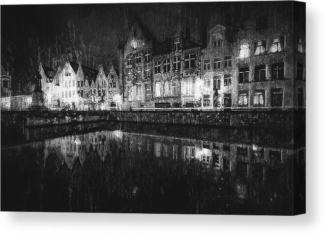 Belgium Canvas Print featuring the painting Bruges, Belgium - 11 by AM FineArtPrints