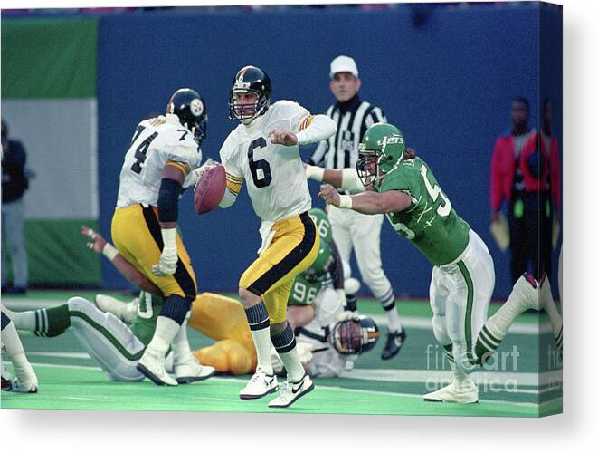 People Canvas Print featuring the photograph Bubby Brister Passing Football by Bettmann