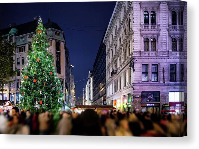 Arch Canvas Print featuring the photograph Budapest - Christmas Market by John And Tina Reid