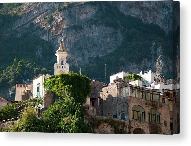Tranquility Canvas Print featuring the photograph Buildigngs On The Edge Of The Amalfi by Stuart Mccall