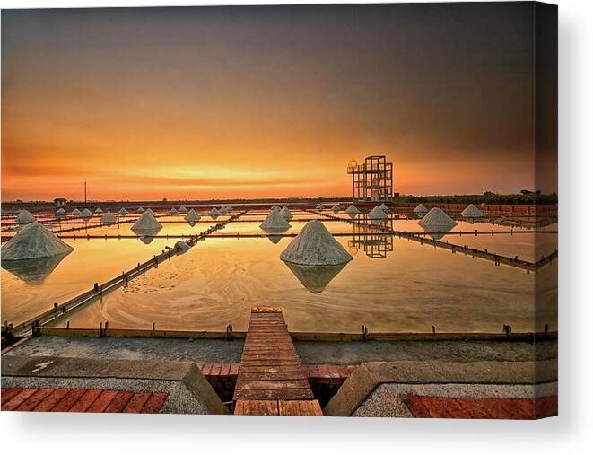Tranquility Canvas Print featuring the photograph Burning Salt Field by Sunrise@dawn Photography