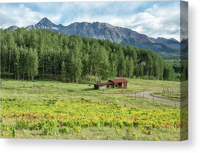 Mountain Canvas Print featuring the photograph Cabin Below Wilson by Denise Bush