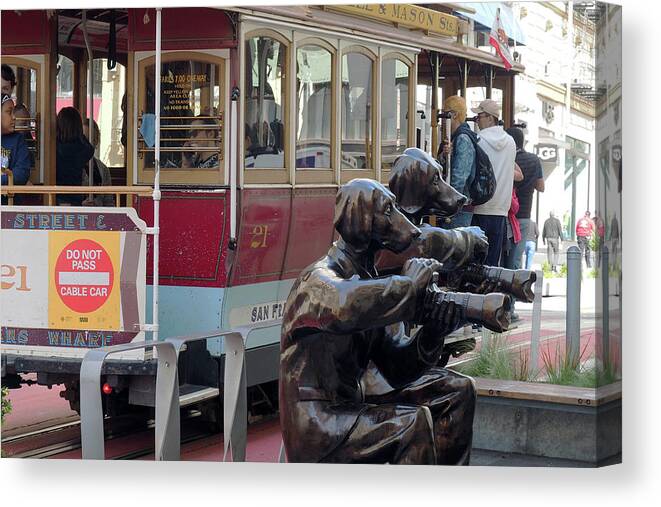 Digital Canvas Print featuring the photograph Cable Car and Paparazzi Dogs 2 by Dragan Kudjerski