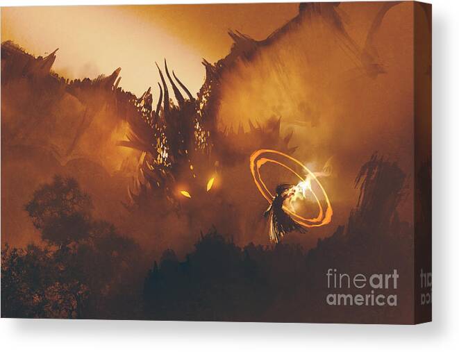Magic Canvas Print featuring the digital art Calling Of The Dragonmagician by Tithi Luadthong