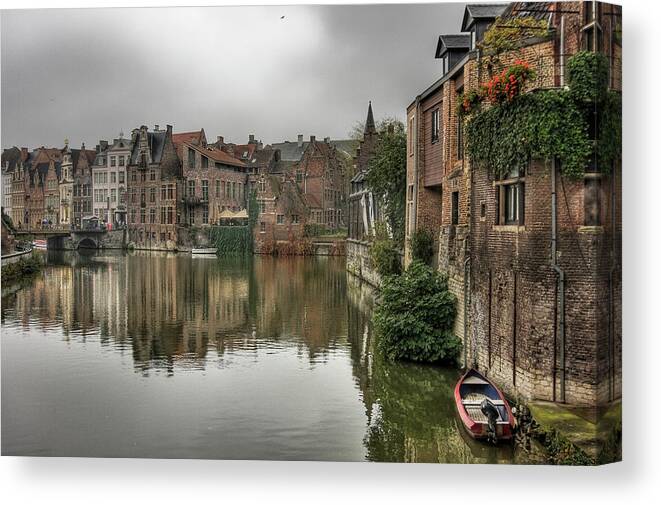 Tranquility Canvas Print featuring the photograph Canal Ghent by All Rights Reserved - Copyright