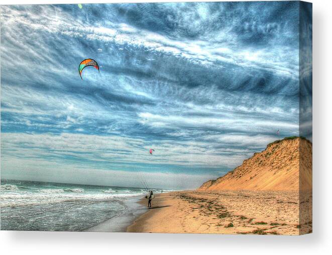 Cape Cod Canvas Print featuring the photograph Cape Cod Kite Boarders by Robert Goldwitz