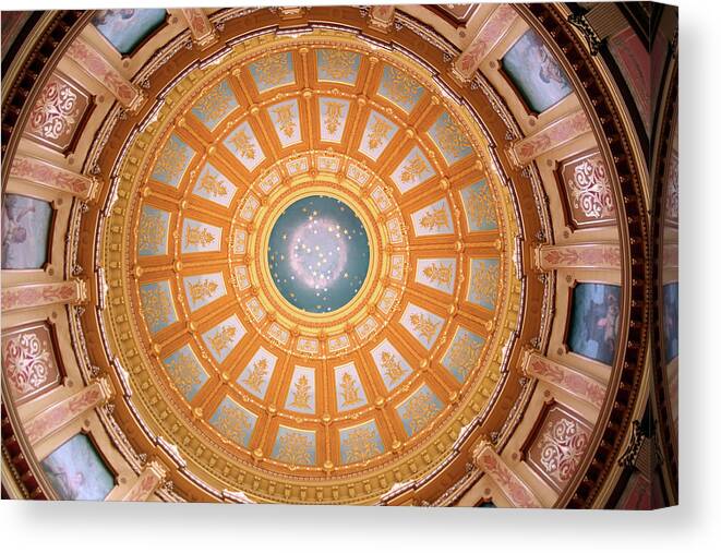 Architectural Feature Canvas Print featuring the photograph Capital Dome, Lansing Michigan by Ngirish