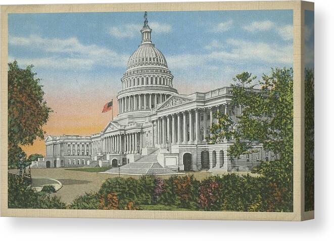 Wag Public Canvas Print featuring the painting Capitol Building Washington D.c. by Unknown