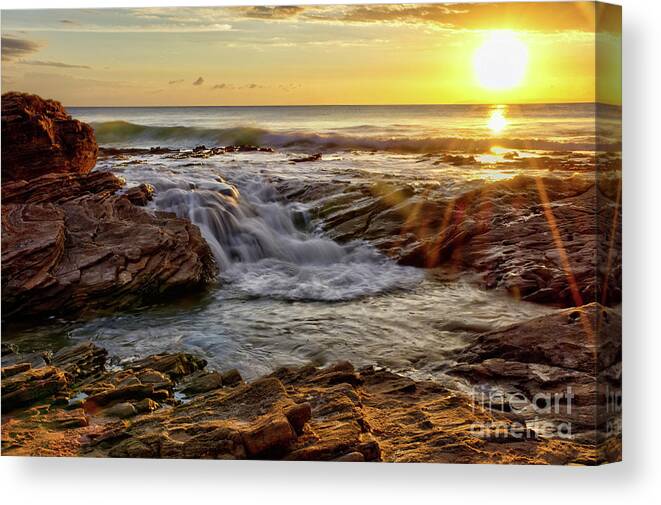 Cascading Canvas Print featuring the photograph Cascading Sunset at Crystal Cove by Eddie Yerkish