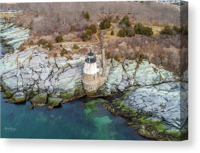 Castle Hill Lighthouse Canvas Print featuring the photograph Castle Hill Lighthouse by Veterans Aerial Media LLC